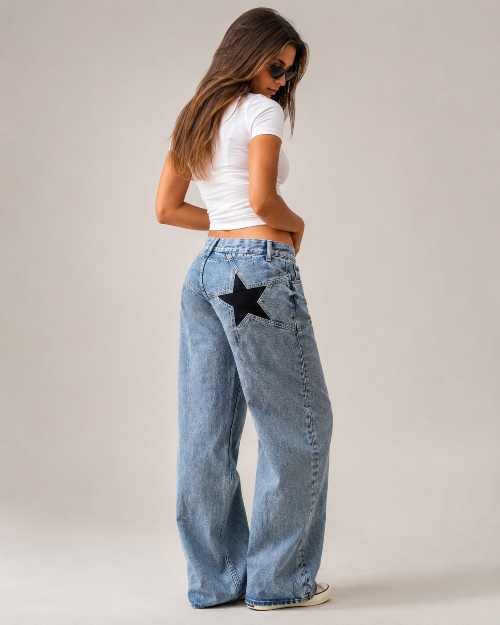 Jean Large Brodé Étoiles