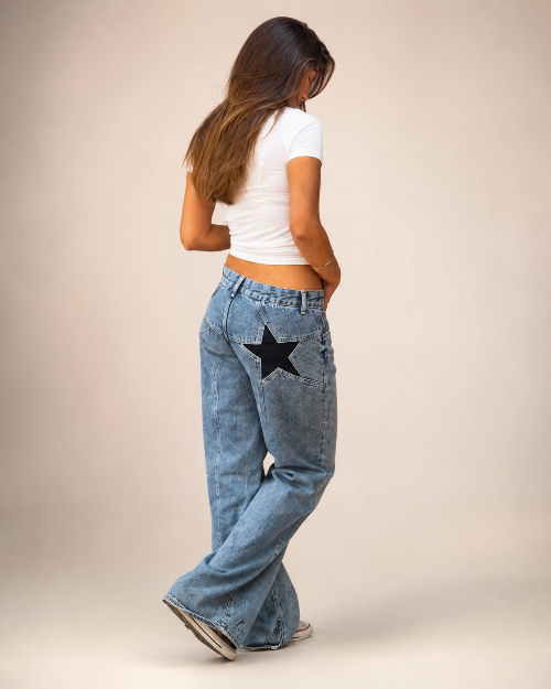 Jean Large Brodé Étoiles